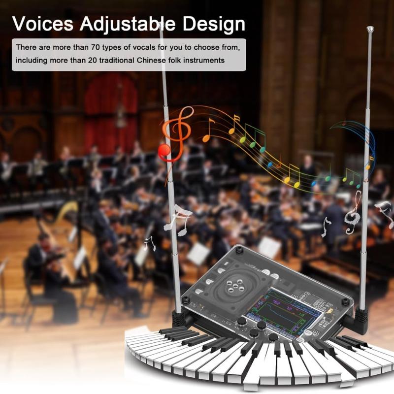 Type C Audio Theremin Vintage Musical Module Ingenious Mini Electronic Instrument Multiple Adjustable Voices with Color Screen Gift