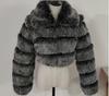 European and American women's clothing short with knotted sleeves imitation fur top women's autumn and winter warm jacket plush fashion versatile
