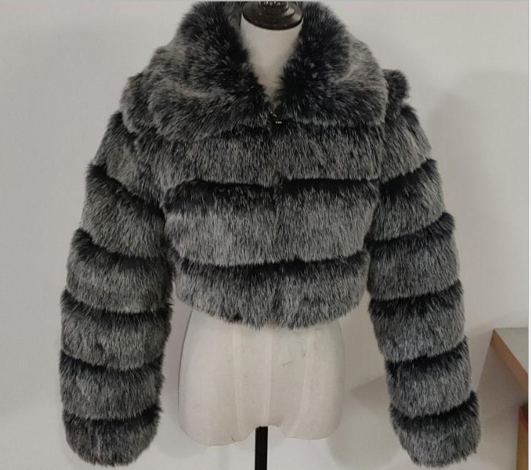 European and American women's clothing short with knotted sleeves imitation fur top women's autumn and winter warm jacket plush fashion versatile
