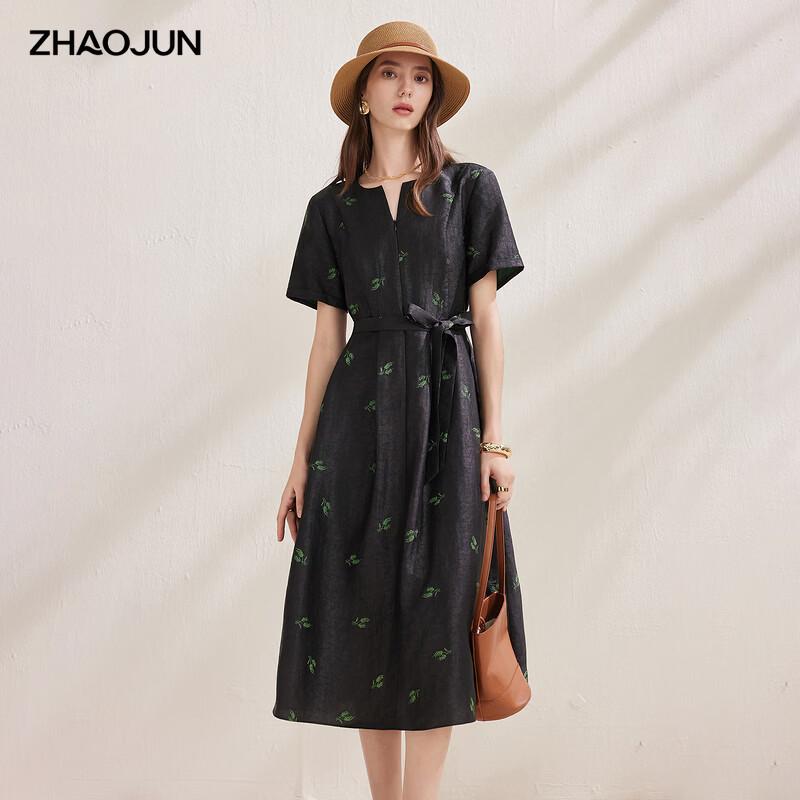 

Zhaojun Women s Elegant Embroidered Mulberry Silk Short Sleeve Dress 2XL