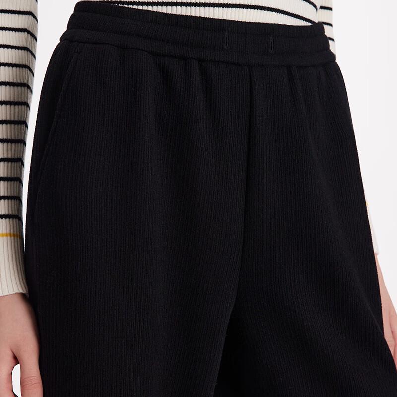 GOELIA Women's High-Waist Ribbed Knit Wide-Leg Pants