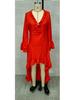 Women's Bohemian Pleated Ruffle Hem V-Neck Maxi Dress