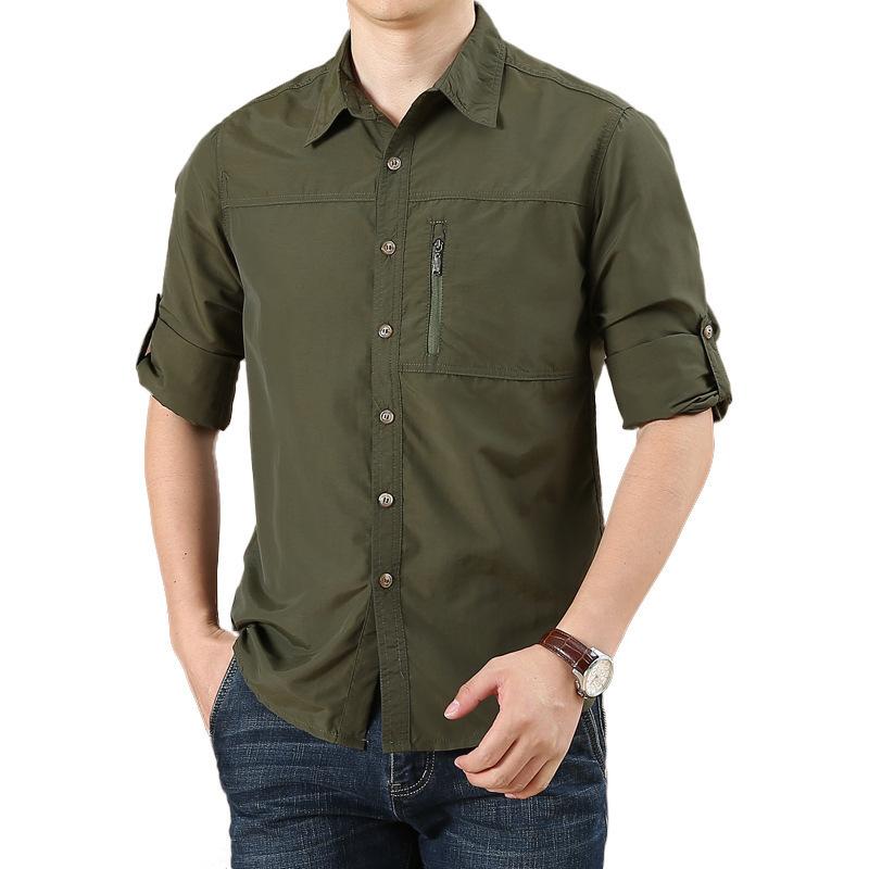 Spring Men's Long Sleeved Shirt, Outdoor Work Shirt, Men's Shirt