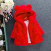 Girls Coats Rabbit Ears Plush Baby Jacket Christmas Sweet Princess Autumn Winter Warm Hooded Outerwear Toddler Clothes