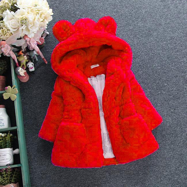 Girls Coats Rabbit Ears Plush Baby Jacket Christmas Sweet Princess Autumn Winter Warm Hooded Outerwear Toddler Clothes