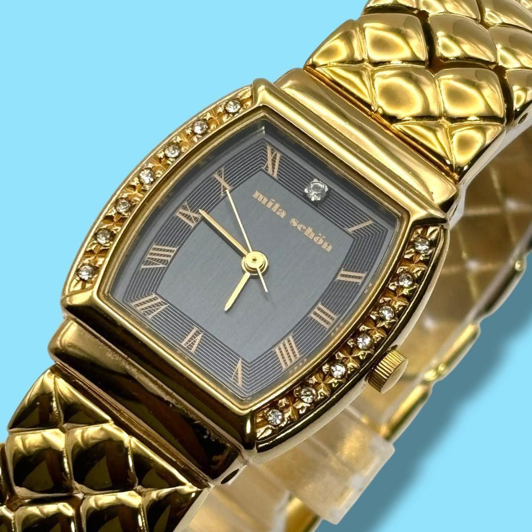 Used Good Condition Working Item Mirashawn Ladies Watch Tonneau Type Bezel Stone Quartz