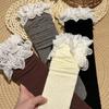 Spitzenbesatz Lochmuster Retro Überknie-Socken Damen Sommer Dünn Stapelbar Wadenstrümpfe Atmungsaktiv Bequem Weich Strumpfhosen Strumpfwaren