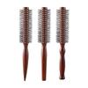 Professional Curly Hair Comb - Red-Brown Nylon Teeth, Original Wood Roller, Round Head for Inward Curls