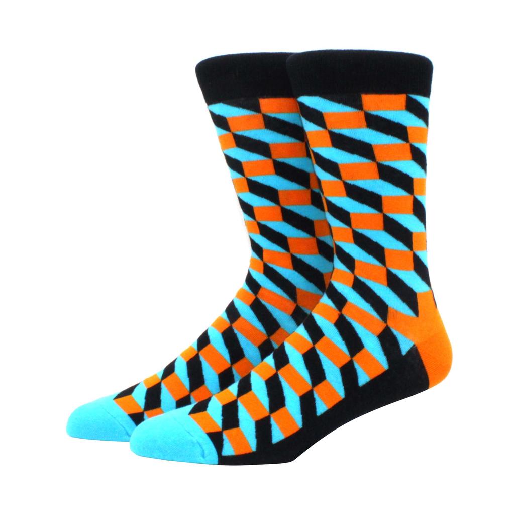 Male Tide Brand Men Cotton Socks Gradient Color Summer Style Long Wedding Sock Men's High Funny Happy Business Socks Man Sox
