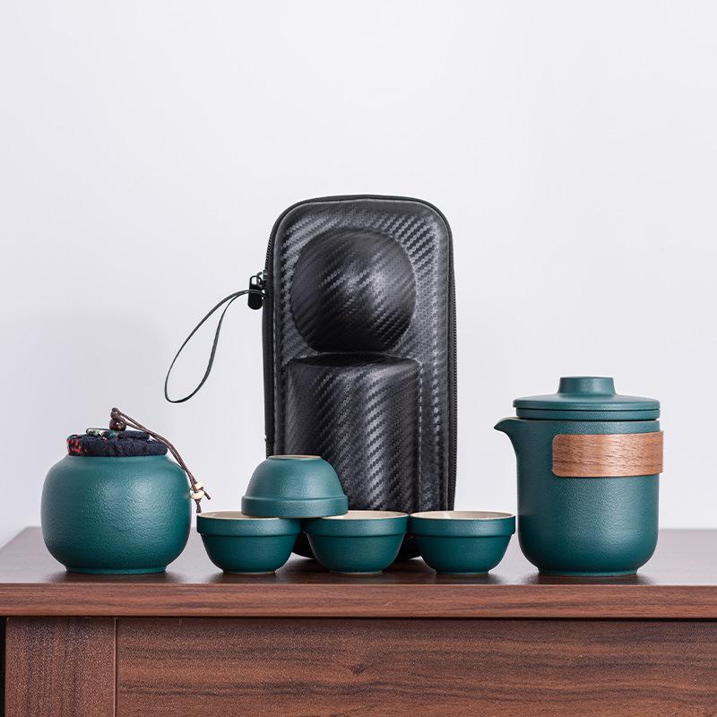 Travel Tea Set, Gift, High-end Ceramic Portable Outdoor Tea, One Pot of Four Cups, New Chinese Express Cup