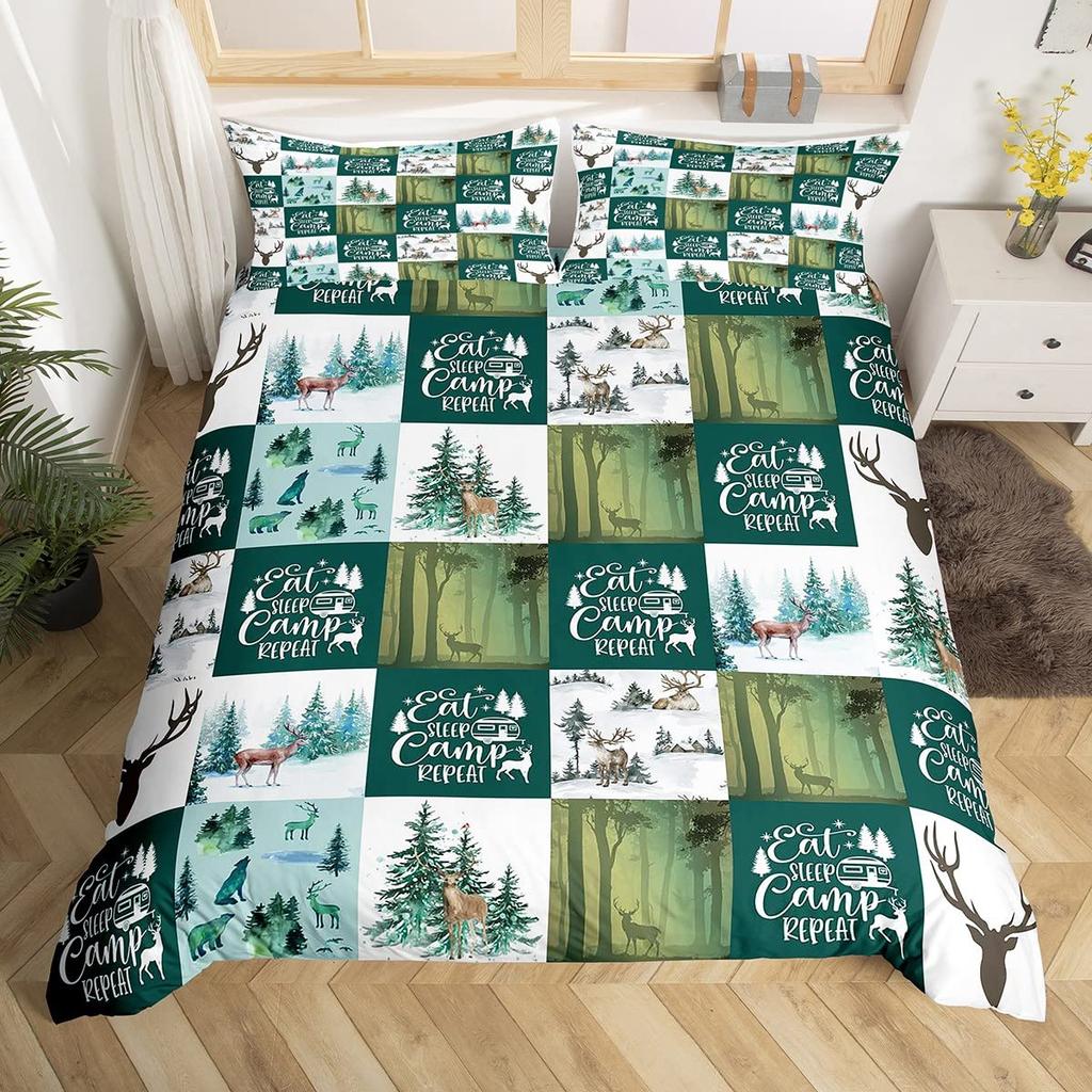 Camping Adventure King Queen Duvet Cover Equipment Hatchet Log Bedding Set Campfire Shovel Quilt Cover Polyester Comforter Cover