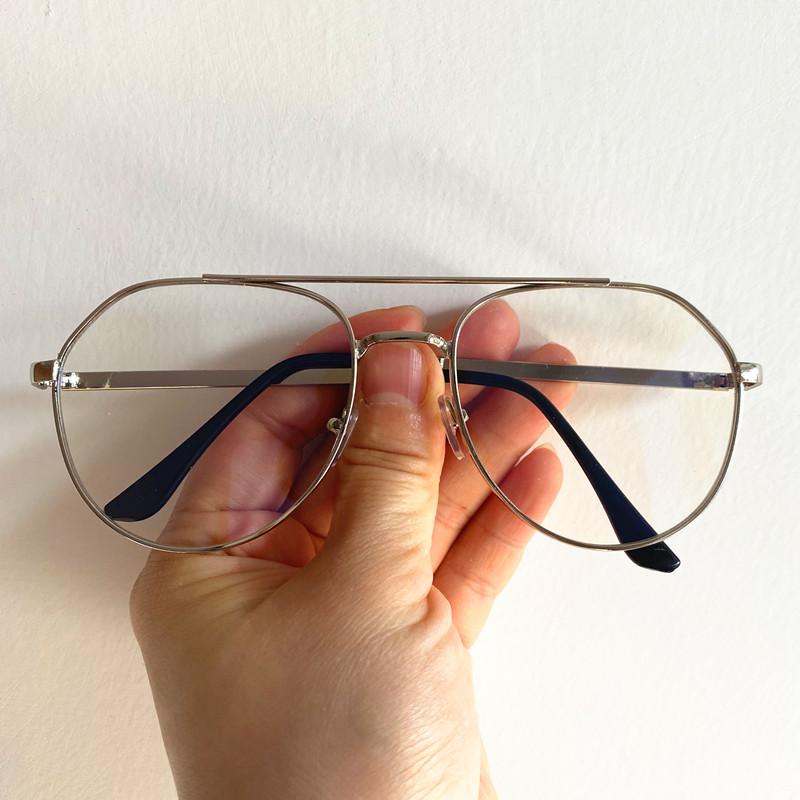 

Fashion Optical Light Glasses Unisex Spectacles Personality Double Beam Google Alloy Frame Ornamental Simplity Eyeglasses transparent серебряный
