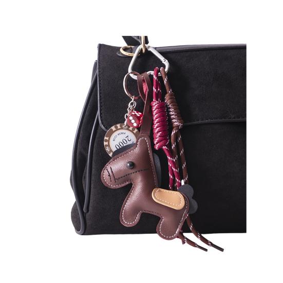 Llavero Color Vibrante Imitación Cuero Diseño Caballo Colgante Llavero Ligero Soporte para Llaves con Cuerda Accesorio Bolsa para Teléfono