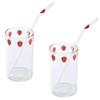 1-6pcs 300ml Strawberry Coffee Mugs Cute Glass Cup with Straw Creative Transparent Water Drinking Student Milk Gift Drinkware