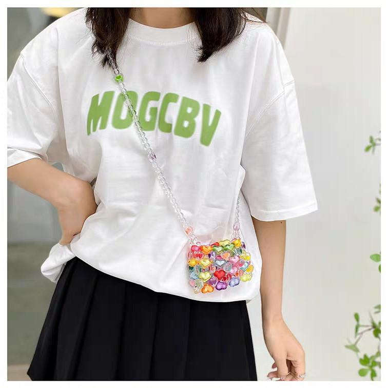 Mini Herz Perlen Quadrat Passend Mode Bunt Herzperlen Quadrat Tasche Handgewebt Perlen Farbe Umhängetasche Perle Handgehalten Diagonale Cross-Tasche