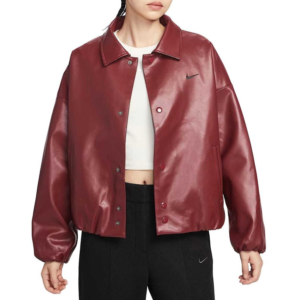 Nike Sportbekleidung Oversized Coach Bequem Einfarbig Einfache Jacke Damenjacken Team-Rot IO0477-677