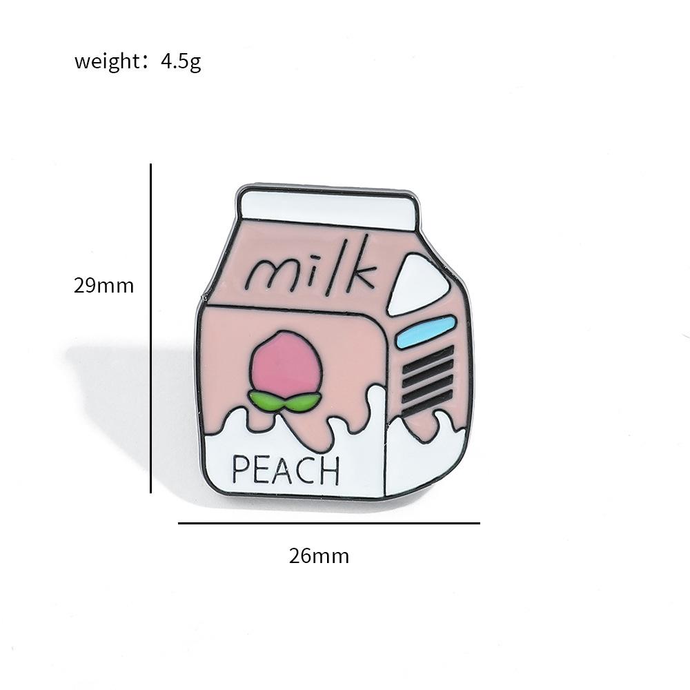 Creative milk box brooch fruit milk cute metal badge alloy dripping oil clothes bag