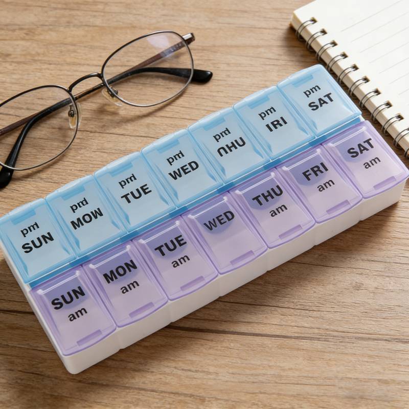 Modern Simplified Plastic Pill Box With Sealed Lids And Multigrid Storage For Daily Medication
