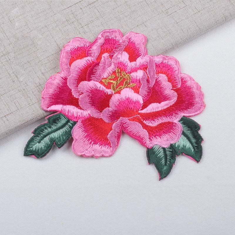 1Pcs Red Blue Peony Flowers Embroidere Patches Applique Clothes Decoration Clothing Accessories Sewing Patches