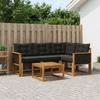 Outdoor Sofa Set with Cushions 5 Pcs Natural and Black