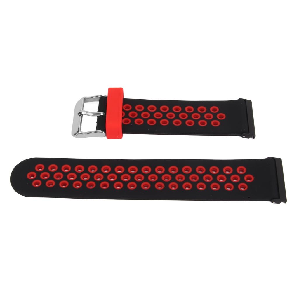 Bracelet de montre de remplacement 24 mm Contraste de couleur Ajuster la taille Bracelet de montre en silicone souple pour Spartan Hr Baro Noir Rouge