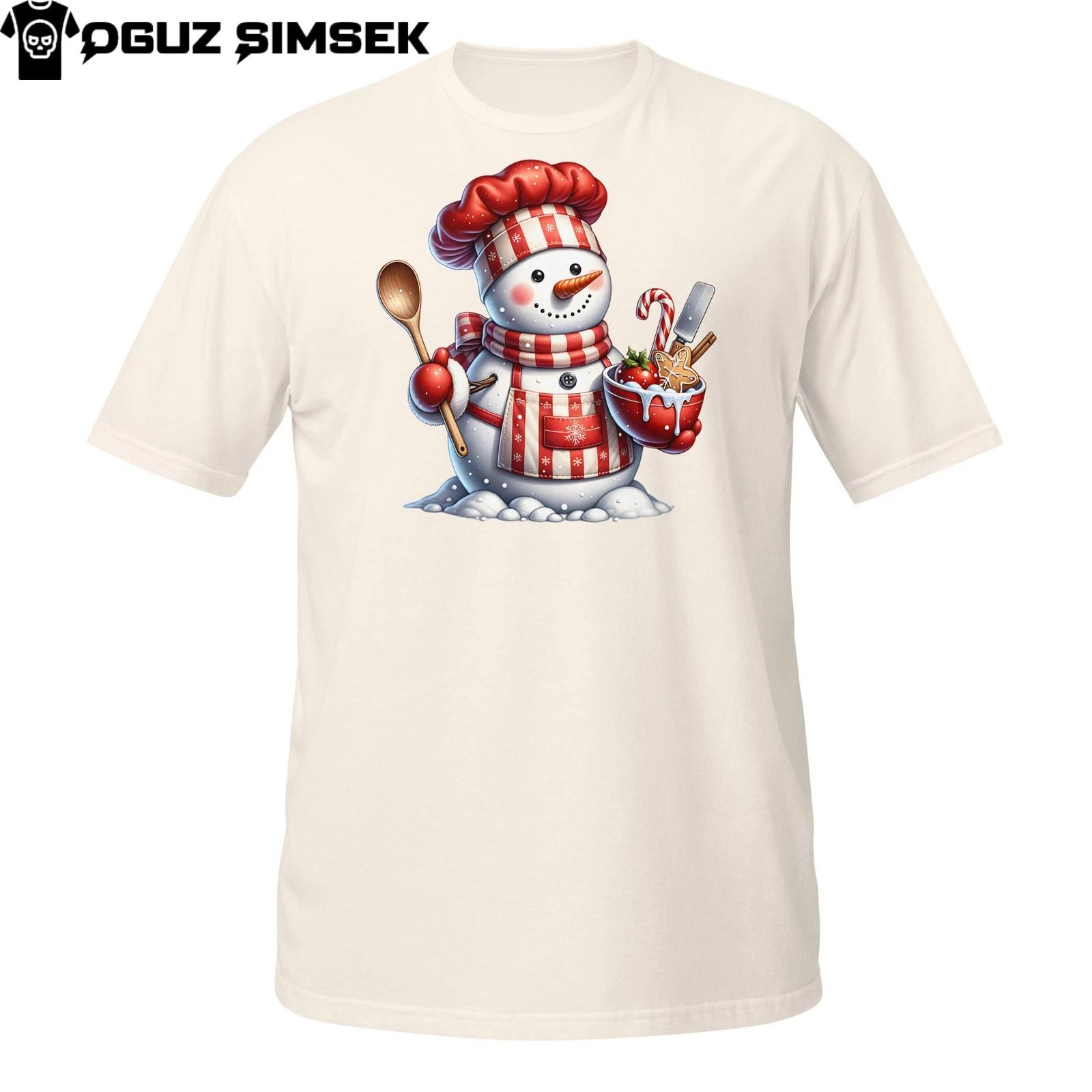 Christmas Snowman Chef Shirt – Festive Baking Holiday Kitchen T-Shirt Mens Womens Tees Top 3XL