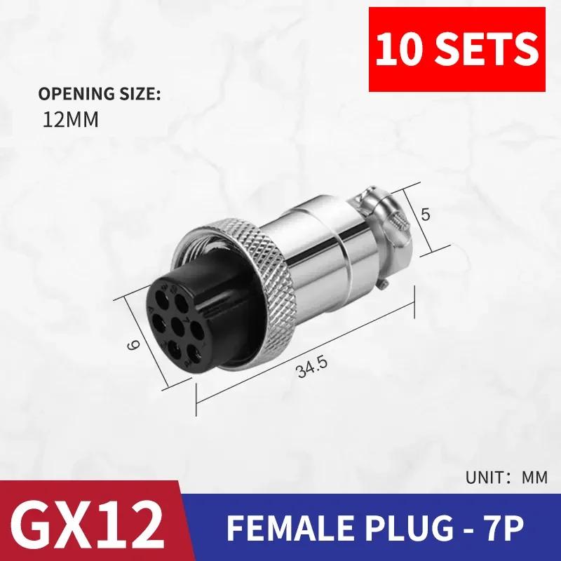 10Sets GX12 Aviation Electrical Connector 2 3 4 5 6 7 Pin Male Female Circular Air Socket Plug Panel Mount Wire Connector