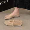 Flat Bottomed Hollowed Out Sandals for Women's Summer New Mesh Breathable Sandals, Fashionable Outerwear Soft Soled Single Shoe