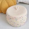 Cotton Rope Storage Basket With Lid Desktop Storage Box Key Supplies Woven Makeup Storage Basket Underwear