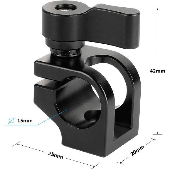 CAMVATE 15mm Single Rod Clamp Install on 1/4 -20 Thread Hole for Camera cage (Black Knob) - 2127
