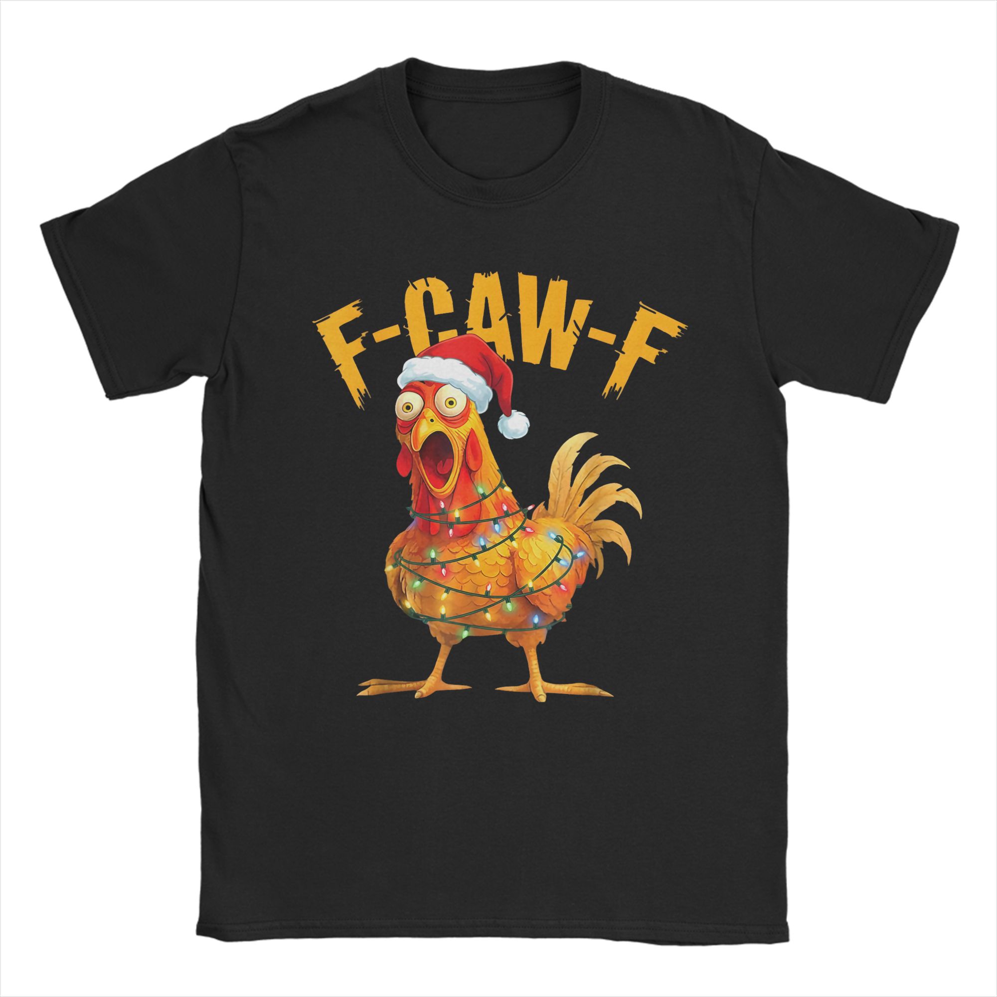 

Мужская футболка F-CAW-F Смешной крик курицы Рождество Санта Футболки Мода Летняя футболка Уличная одежда Одежда Идея для подарка XL