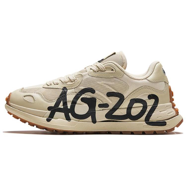 New Anta Cushioning Wear Resistant Low Top Running Shoes Men's Beige Yellow Black 112345580A-2