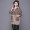 Cappotto invernale da donna alla moda, spesso e caldo, in cotone, con cappuccio, termico, di media lunghezza, in lana d'agnello
