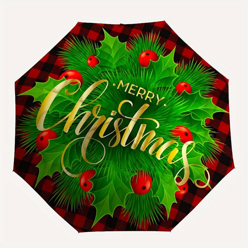 

1pc Christmas wreath Automatic Open/close Folding Umbrella, Compact Portable Travel Umbrella,Durable Construction yy250814184