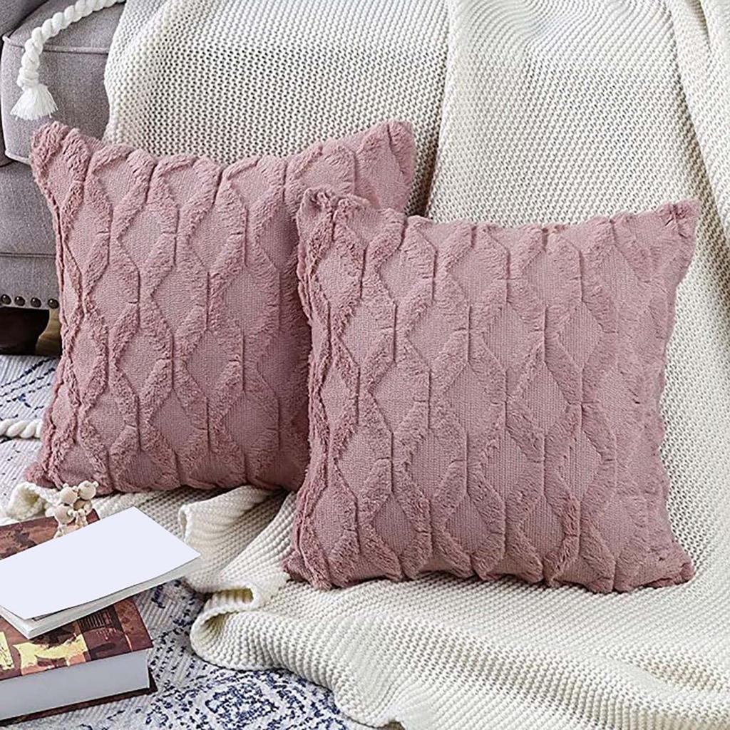 Diamond Quilted Plush Throw Pillow Cover 45x45cm Soft Textured Cushion Case for Sofa Bed Chair Decorative Use