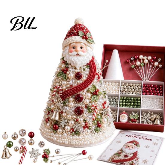 Handmade Gift for Craft Lovers DIY Beaded Tree Kit Adults, Christmas Bead Kit, Beginner Friendly Set 3D Ornament Holiday Tabletop Mantel Decoration