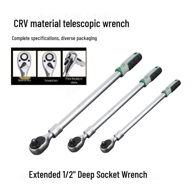 72-Tooth 1/2  Ratchet with Straight Handle - Large Fly Extended Quick Release, 600MM Telescopic Wrench