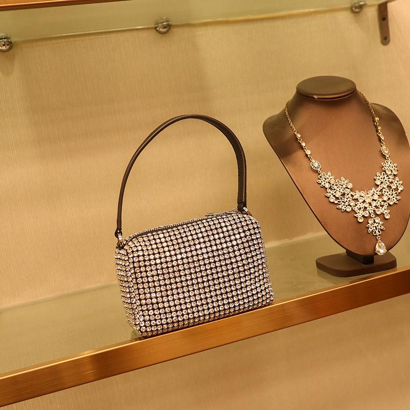 

Сумка с блестящими бриллиантами, сумка, мини-сумка под мышками, маленькая квадратная сумка