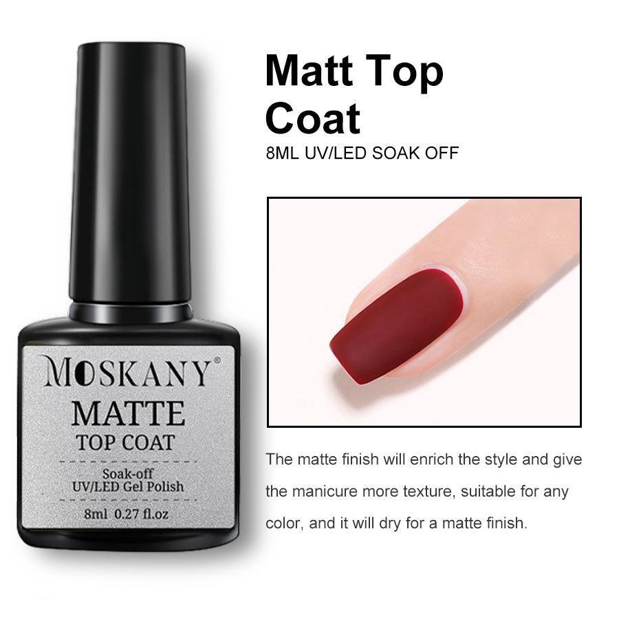 Nail Art Gel Set: No Wipe Top & Base Coats, Matte Top, Bonding Agent