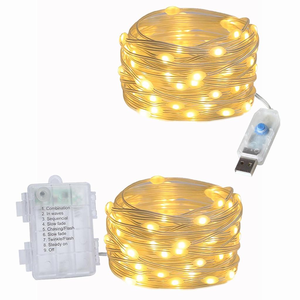 LED String Lighs Battery USB Powered Outdoor Copper Wire Fairy Lights Christmas Garland For New Year Party Home Wedding Garden Decoration