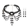 Gothic beaded woven crystal choker set female, personalized dark fringed collar jewelry