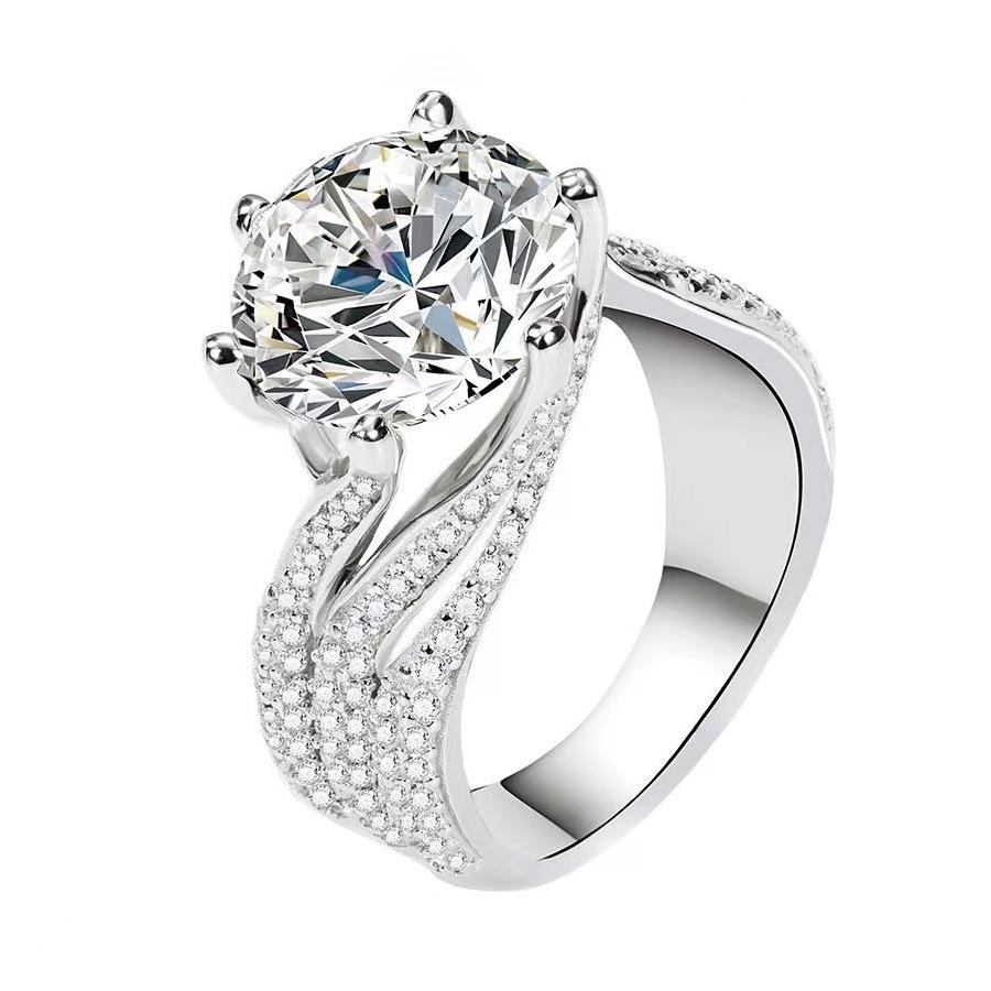 New 5 Carat Dove Egg Simulated Moissanite Three-Row Diamond Ring: Three Lifetimes of Love