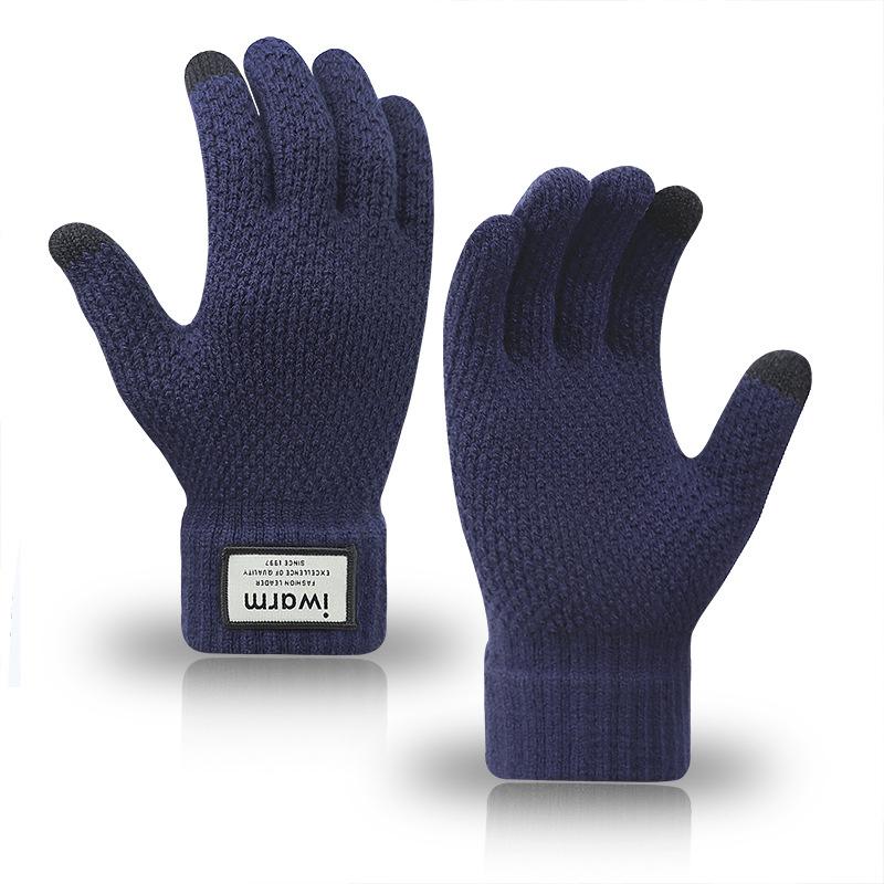 Men'S And Women'S Knitted Touch Screen Gloves Winter Outdoor Cold Protection Warm Plush Jacquard Gloves