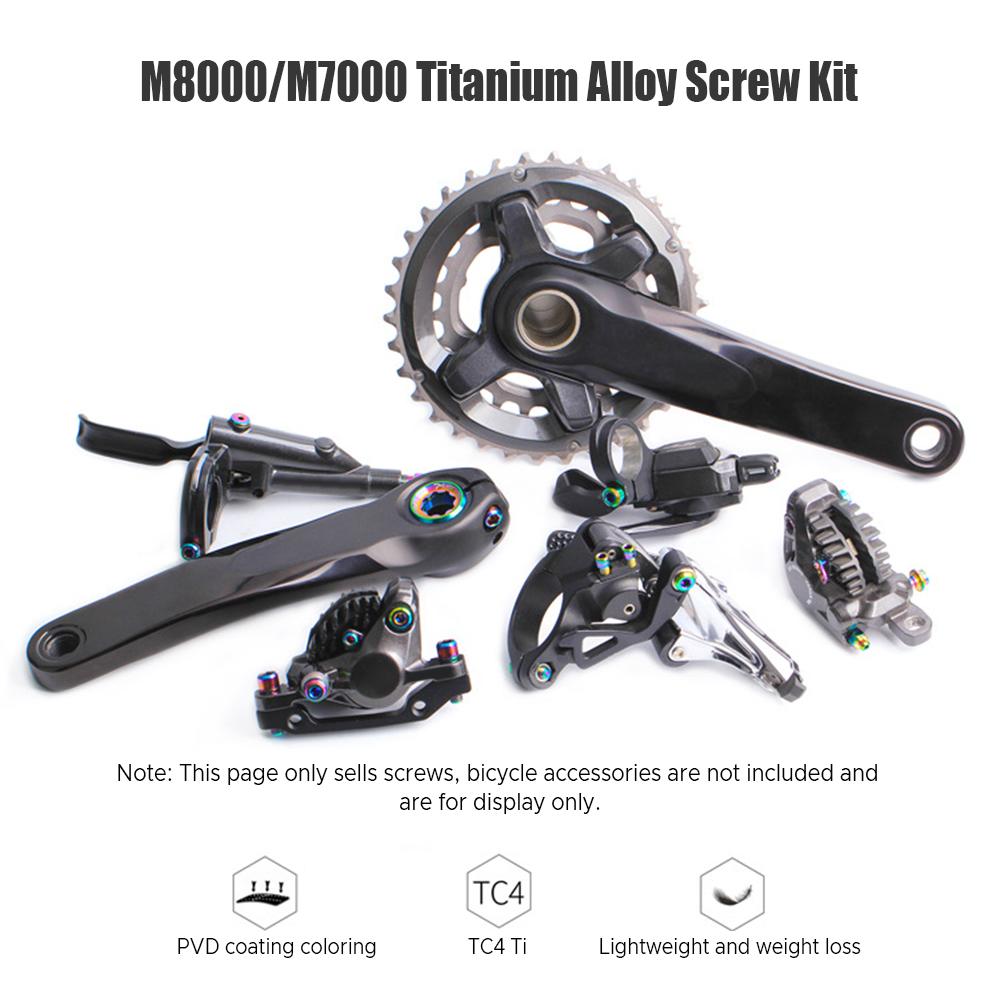 Bisiklet Renkli FREN DİSKİ Vida Kutusu Titanyum Alaşımlı Dağ Bisikleti için M7000/8000 Titanyum Vida Kiti
