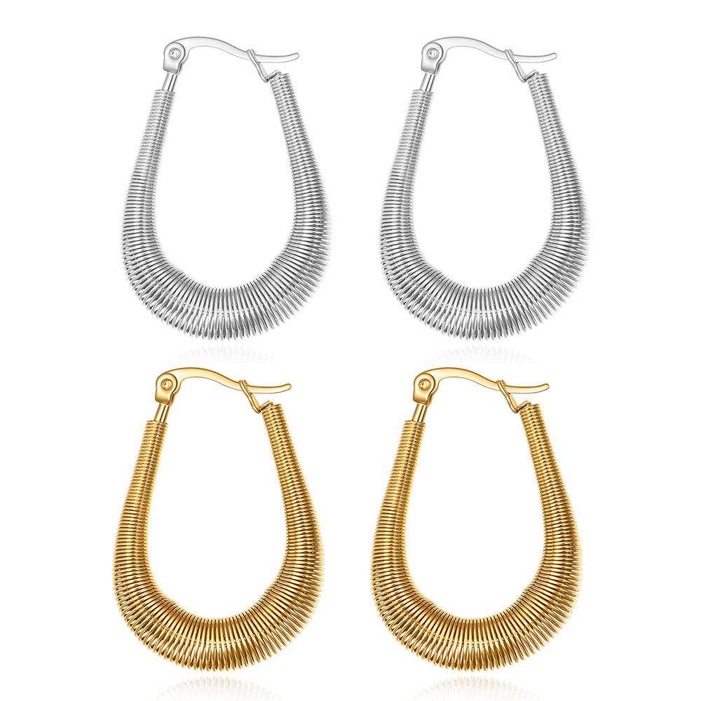 18K Gold Stainless Steel U-shaped Fashion Hoop Earrings for Women