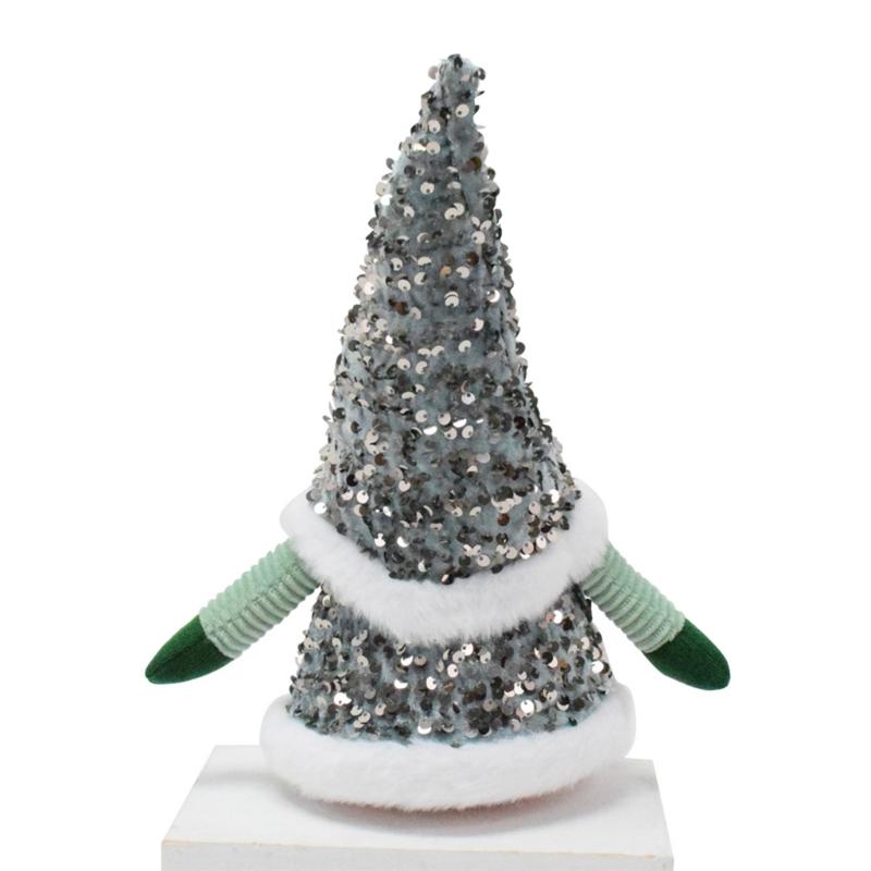 30cm Collectible Gnomes Figurine with Realistic Resin Face Sequins Cloth Fabric Plush Dwarf Doll for Christmas Decors