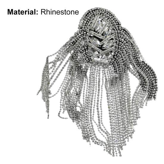 Broszka na ramię Frędzle Cyrkonie Biżuteria Handmade Błyszczący Epolet Odzież Decor