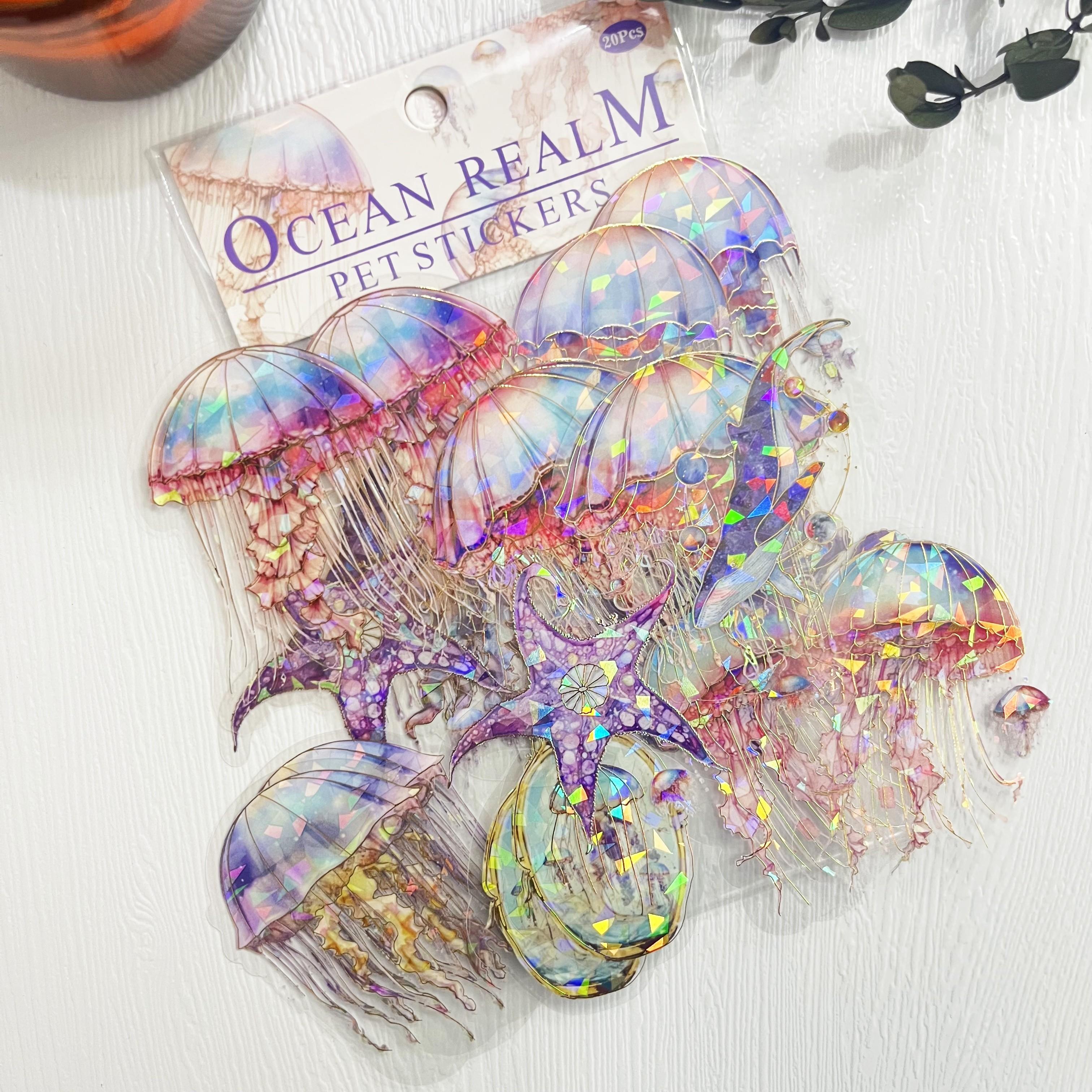 

20 шт. самоклеящихся наклеек на морскую тематику, яркие дизайны морской жизни (Медуза, Осьминог, Морская звезда, Морской конёк) для поделок своими руками, скрапбукинга, журналов