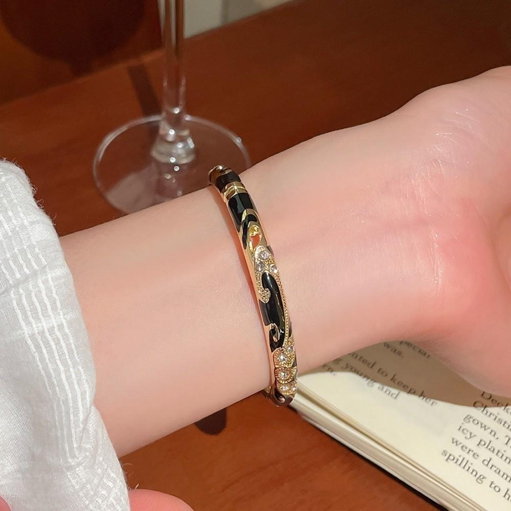 Enamel Flower Bangle Traditional Women's Hand Bracelet Vintage Cloisonne Bangle Jewelry Gifts