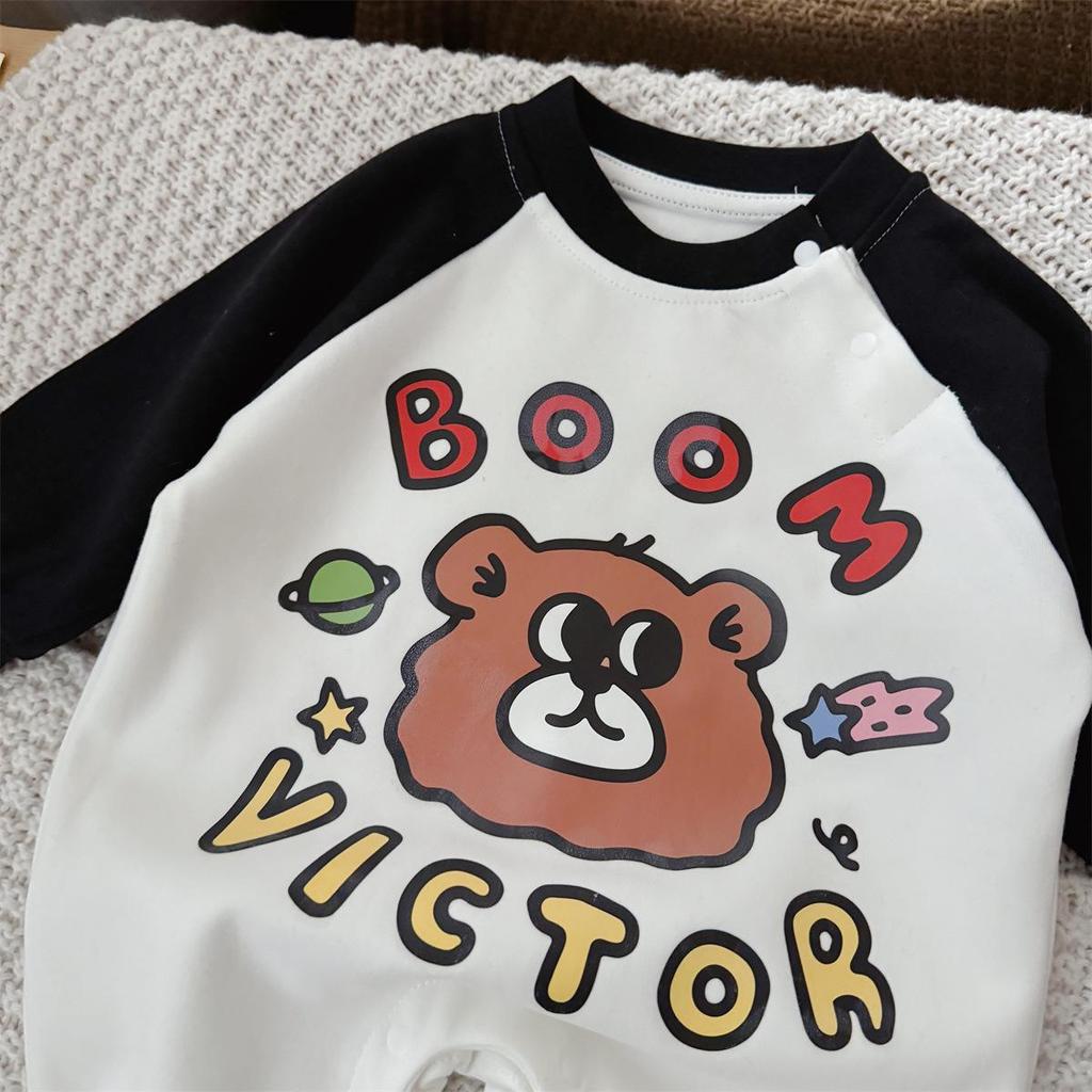 Trendy Little Bear Spring Baby Onesie - Cartoon Boy Romper Crawling Suit